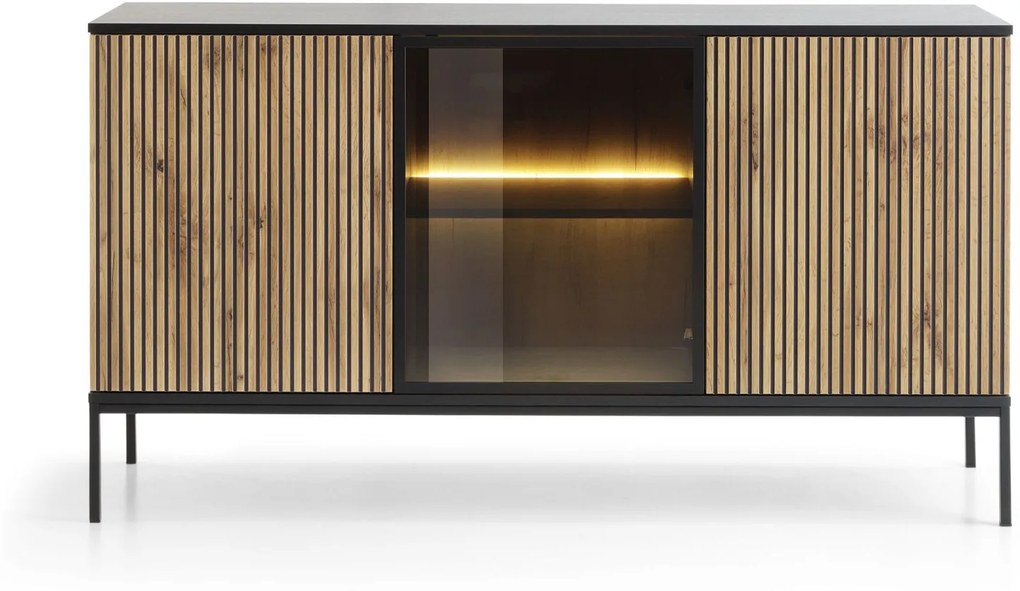 Μπουφές με βιτρίνα Sento Ανθρακί 154x83x39 cm