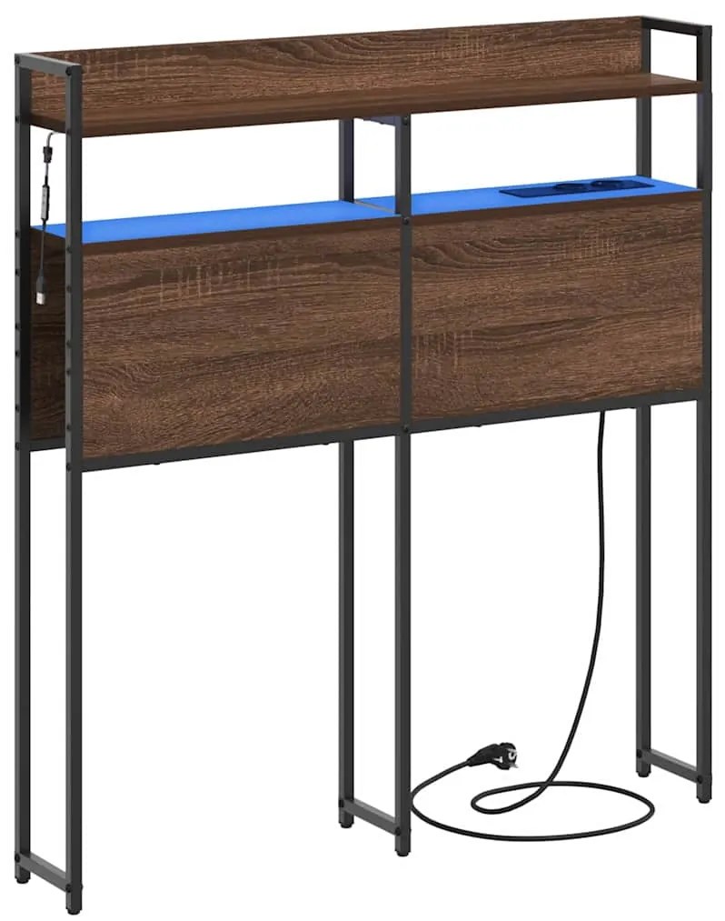 vidaXL Κεφαλάρι με φώτα λωρίδας LED Καφέ δρυς 75 cm Επεξεργασμένο ξύλο