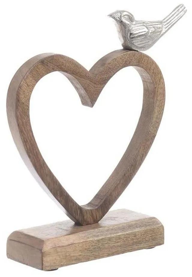 Διακοσμητική Επιτραπέζια Καρδιά 3-70-357-0110 18Χ5Χ20 Silver-Natural Inart Μέταλλο,Ξύλο