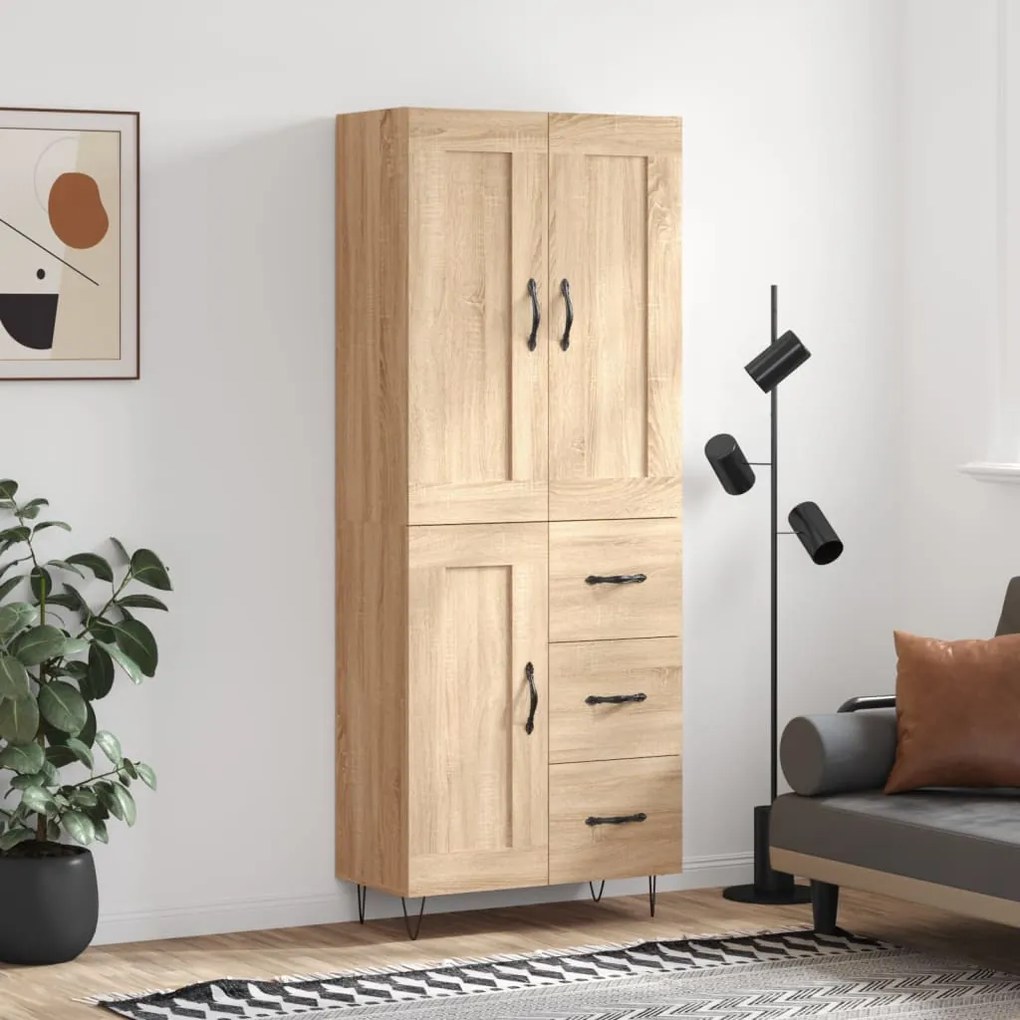 vidaXL Ντουλάπι Sonoma δρυς 69,5 x 34 x 180 εκ. από Επεξεργασμένο Ξύλο