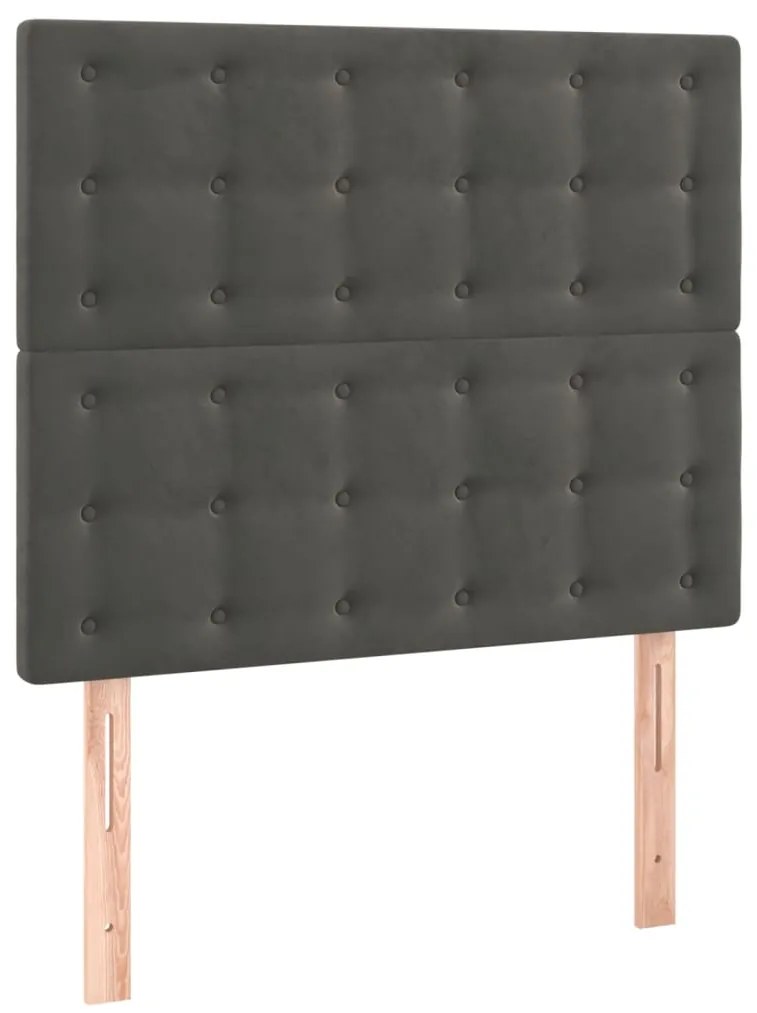 vidaXL Κεφαλάρι Κρεβατιού LED Σκούρο Γκρι 100x5x118/128 εκ. Βελούδινο