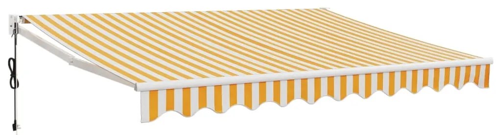 vidaXL Τέντα Πτυσσόμενη Αυτόματη Κίτρινη και Λευκή 3,5 x 2,5 μ.