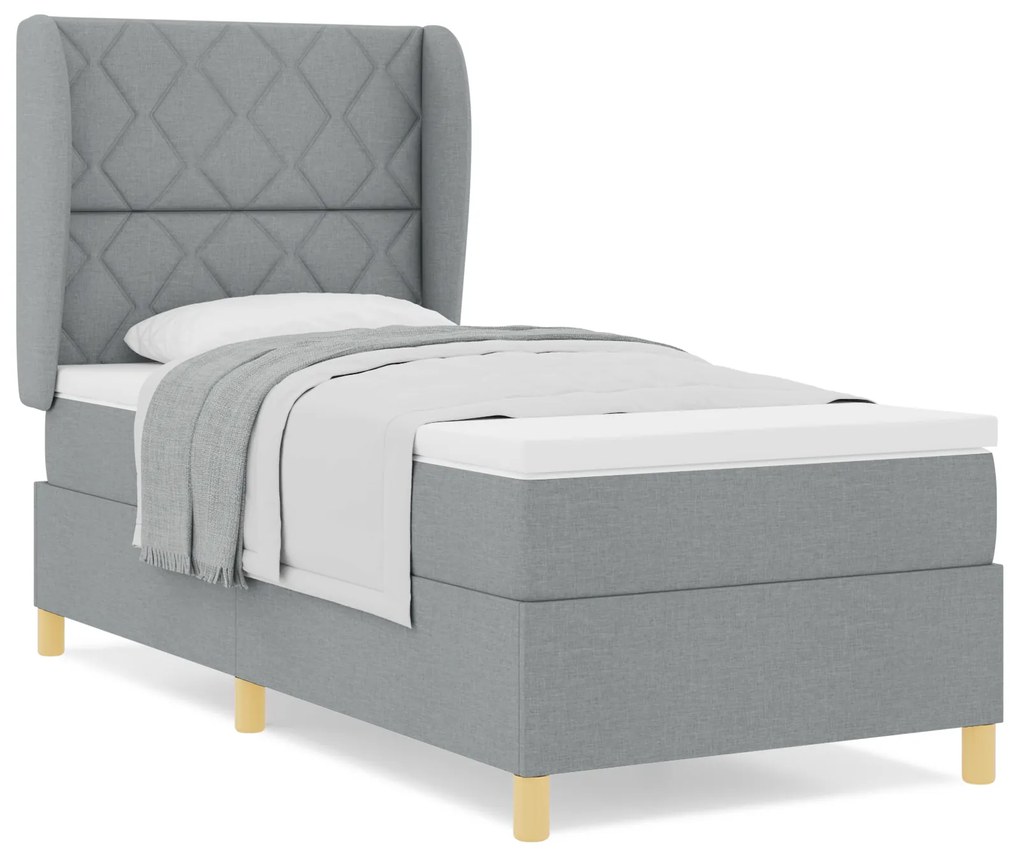 vidaXL Κρεβάτι με Στρώμα Φως Γκρι 100x200 cm Υφασμάτινο