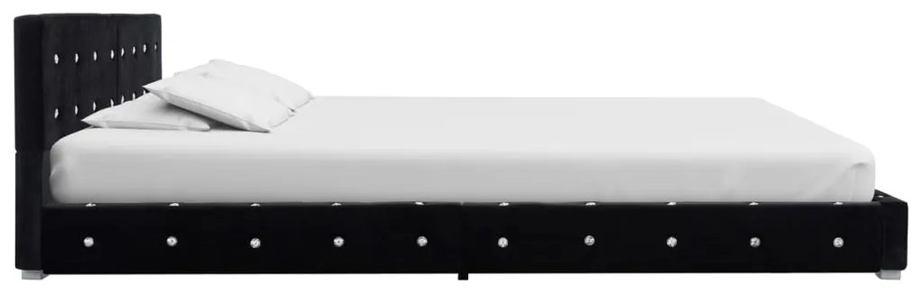 vidaXL Κρεβάτι Μαύρο 160 x 200 εκ. Βελούδινο με Στρώμα