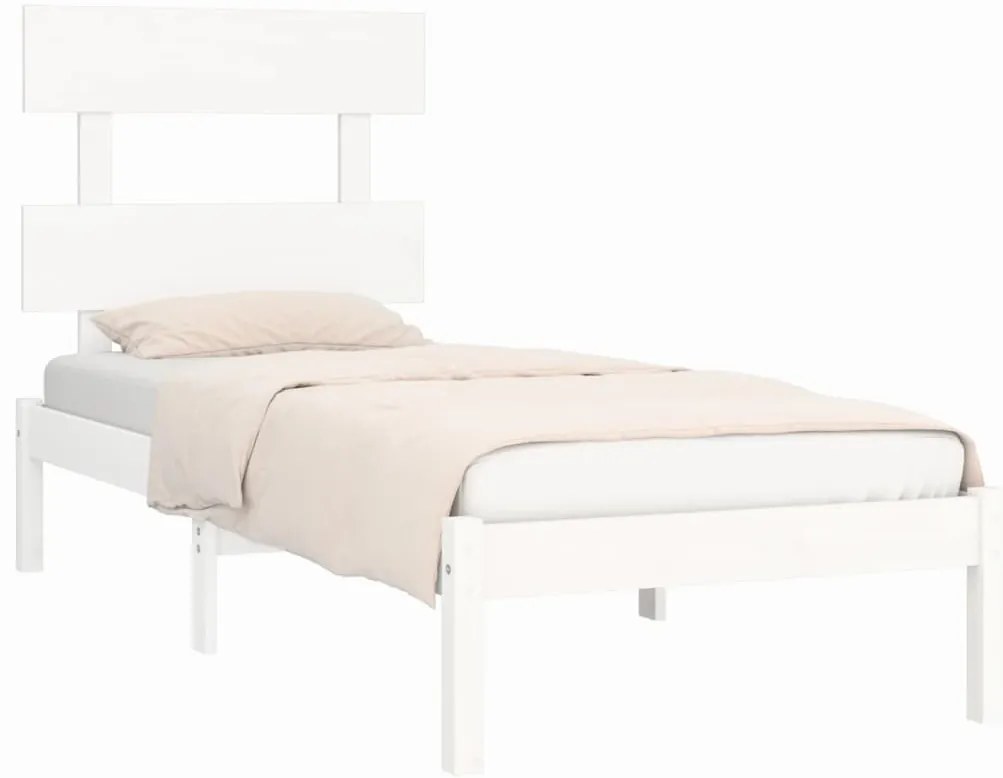 vidaXL Πλαίσιο Κρεβατιού Λευκό 90 x 190 εκ. Μασίφ Ξύλο Single
