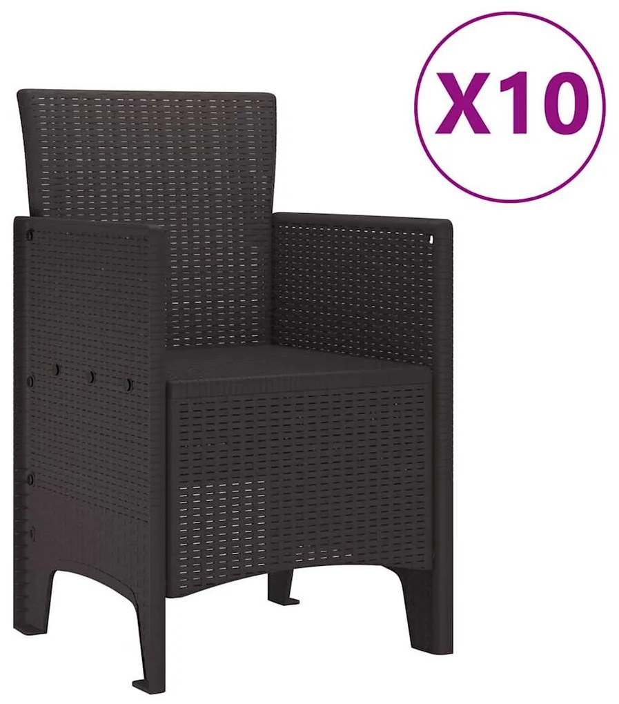 vidaXL Σέτ φαγητού για κήπο με μαξιλάρι 11 pcs Καφέ Ρατάν