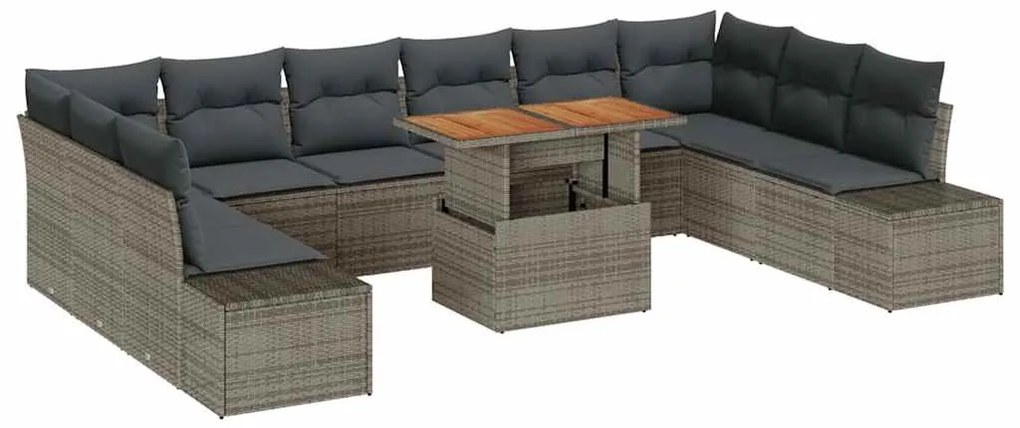 vidaXL Σετ Καναπέ Κήπου με μαξιλάρι 11 pcs Γκρι, Καφέ 100 x 55 x 73 εκ