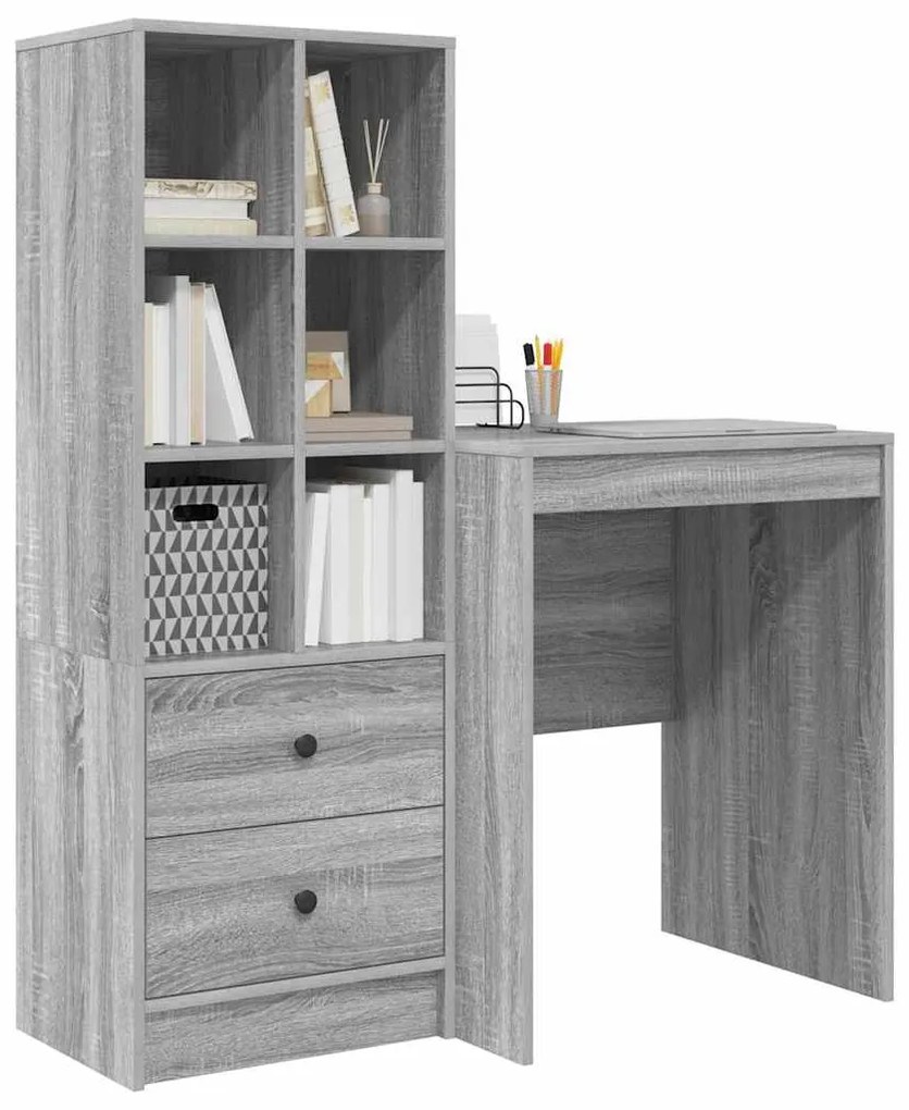 vidaXL Γραφείο με αποθηκευτικό χώρο 2 pcs Γκρι sonoma 60 x 50 x 76 εκ.