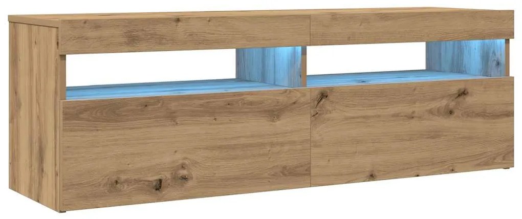 vidaXL Έπιπλο Τηλεόρασης με LED Αρτισιανή Δρυς 120x35x40 εκ Επεξ.Ξύλο