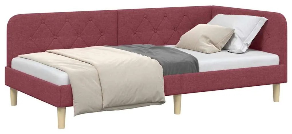 vidaXL Κρεβάτι Γωνίας με κεφαλάρι Κόκκινο 100 x 200 cm ύφασμα