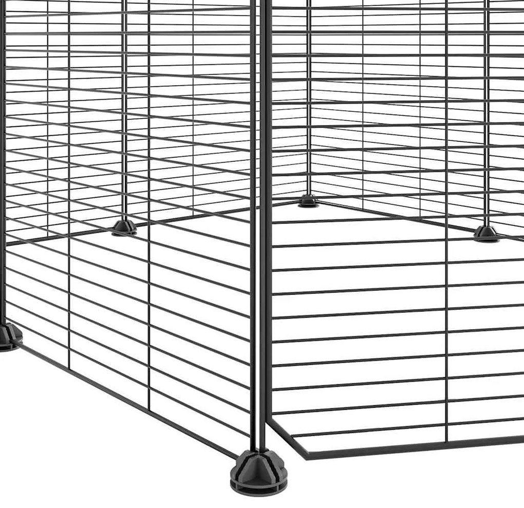 vidaXL Κλουβί Κατοικίδιων 8 Πάνελ με Πόρτα Μαύρο Ατσάλι 35x35 εκ.