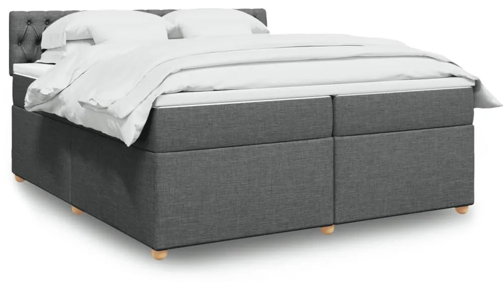 vidaXL Κρεβάτι Boxspring με Στρώμα Σκούρο Γκρι 200x200 εκ. Υφασμάτινο