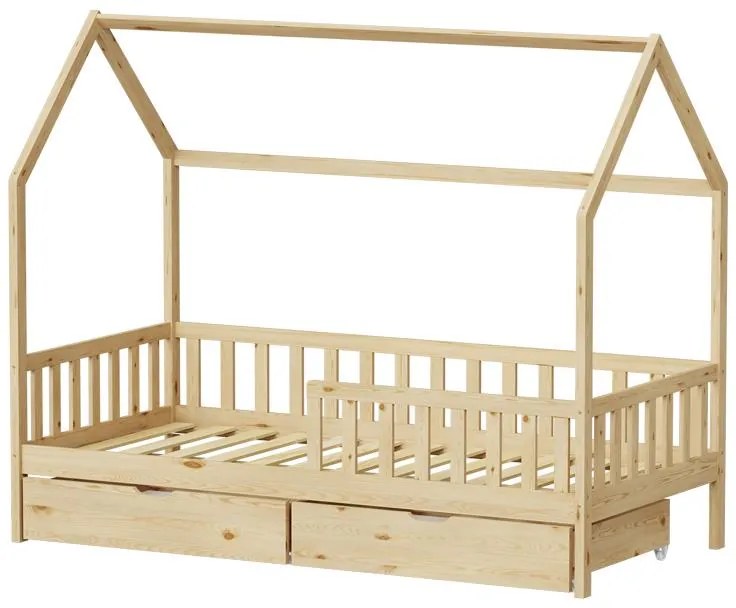 Κρεβάτι παιδικό Piccolo τύπου Montessori με 2 συρτάρια ξύλο πεύκου φυσικό 90x190 εκ. 90x190x160.5 εκ.