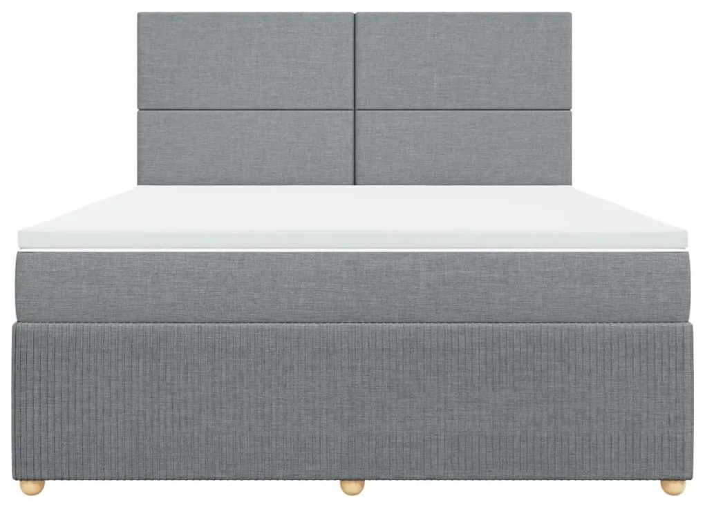 Κρεβάτι Boxspring με Στρώμα Ανοιχτό Γκρι 180x200 εκ. Υφασμάτινο - Γκρι