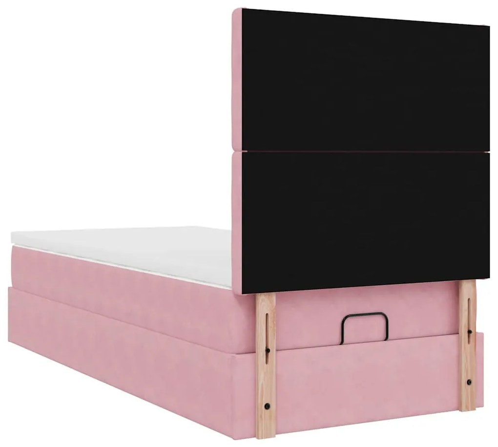 Οθωμανικό κρεβάτι με στρώματα &amp; LEDs Ροζ 90x190cm Velvet 3314437