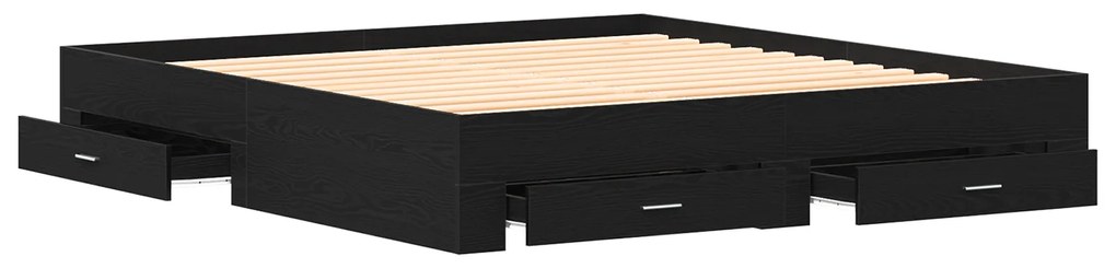 vidaXL Κρεβάτι με Συρτάρια Μαύρη Δρυς 180x200 εκ Επεξεργασμένο Ξύλο