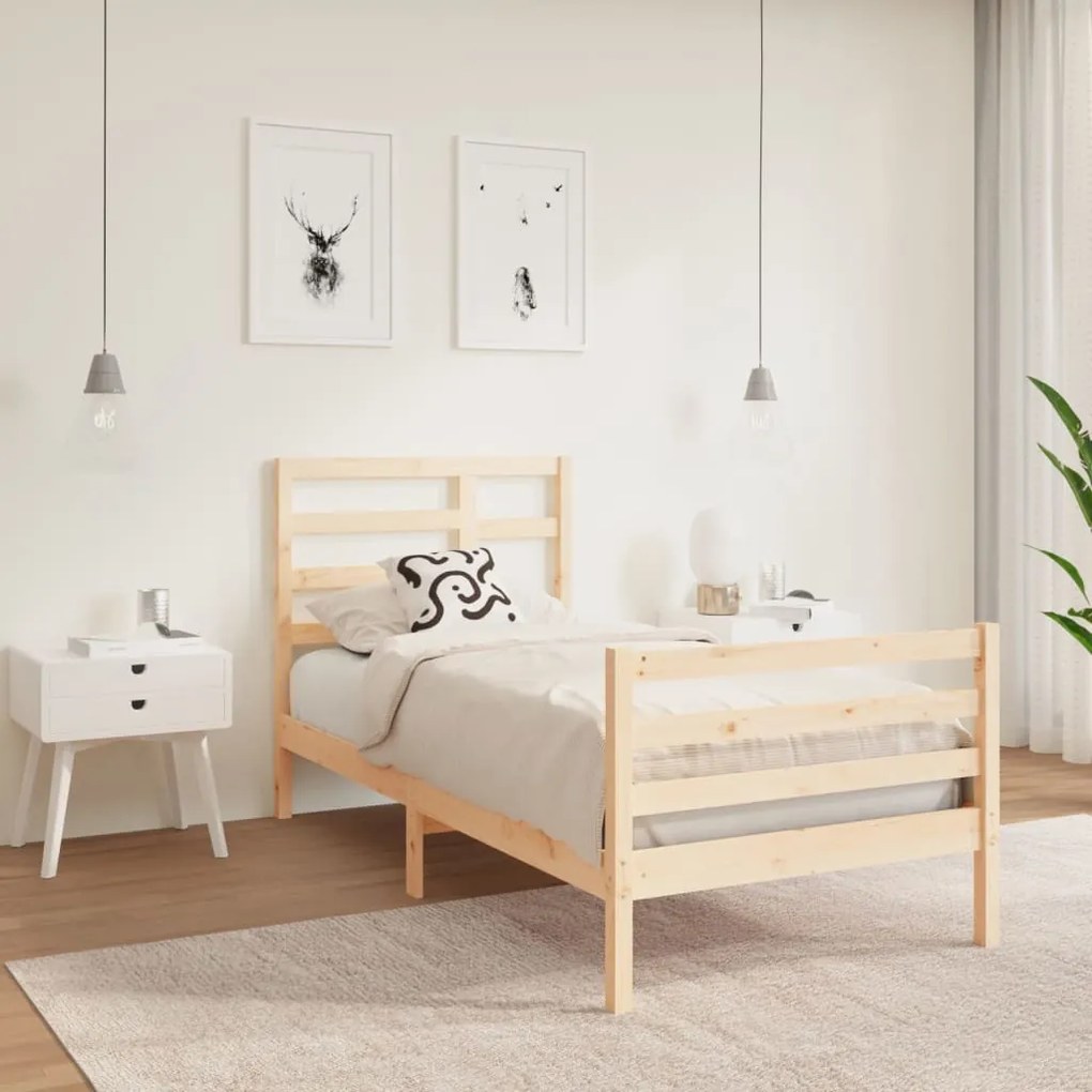vidaXL Πλαίσιο Κρεβατιού 75x190 εκ. από Μασίφ Ξύλο 2FT6 Small Single