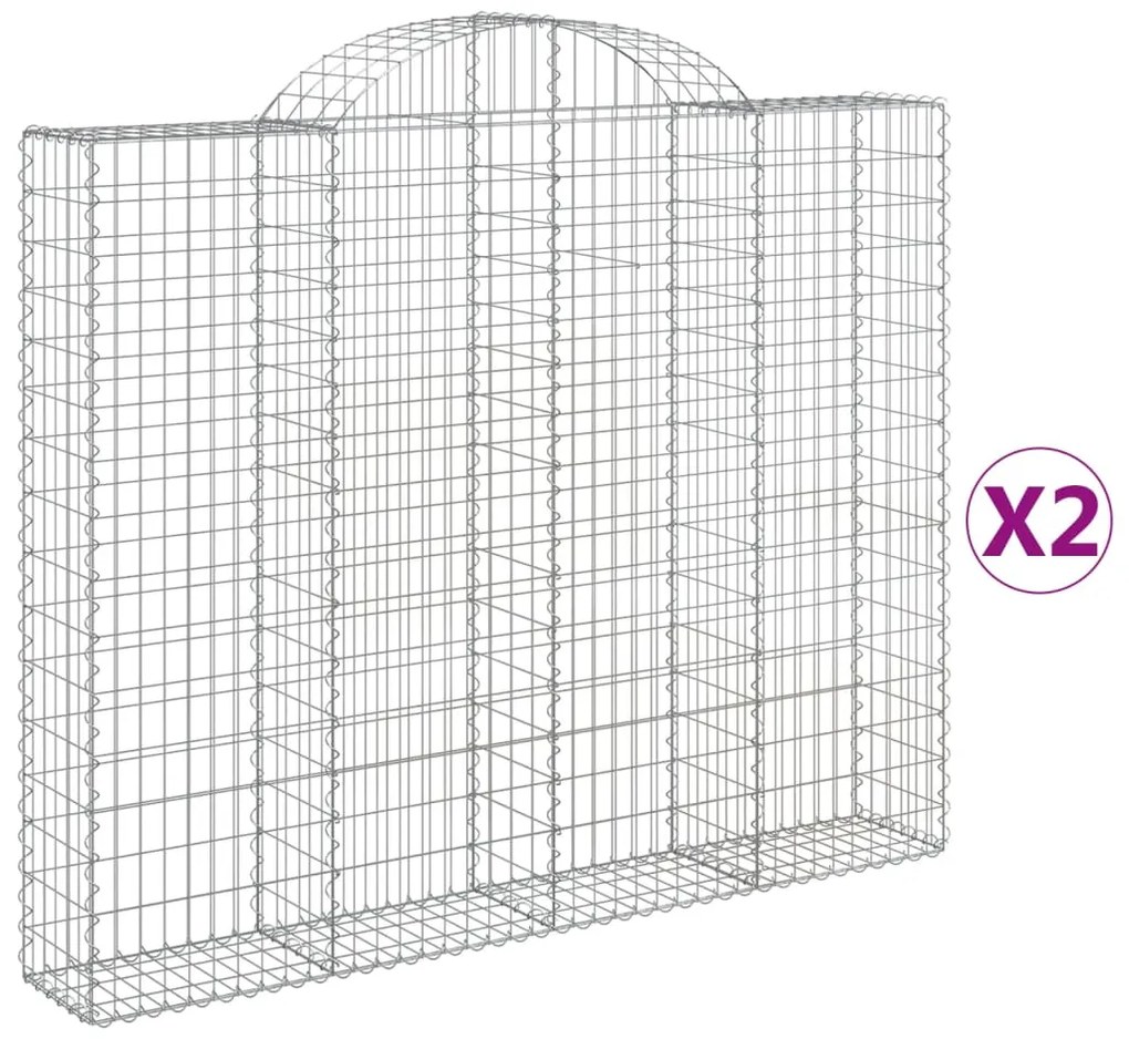 vidaXL Συρματοκιβώτια Τοξωτά 2 τεμ. 200x30x160/180 εκ. Γαλβαν. Ατσάλι