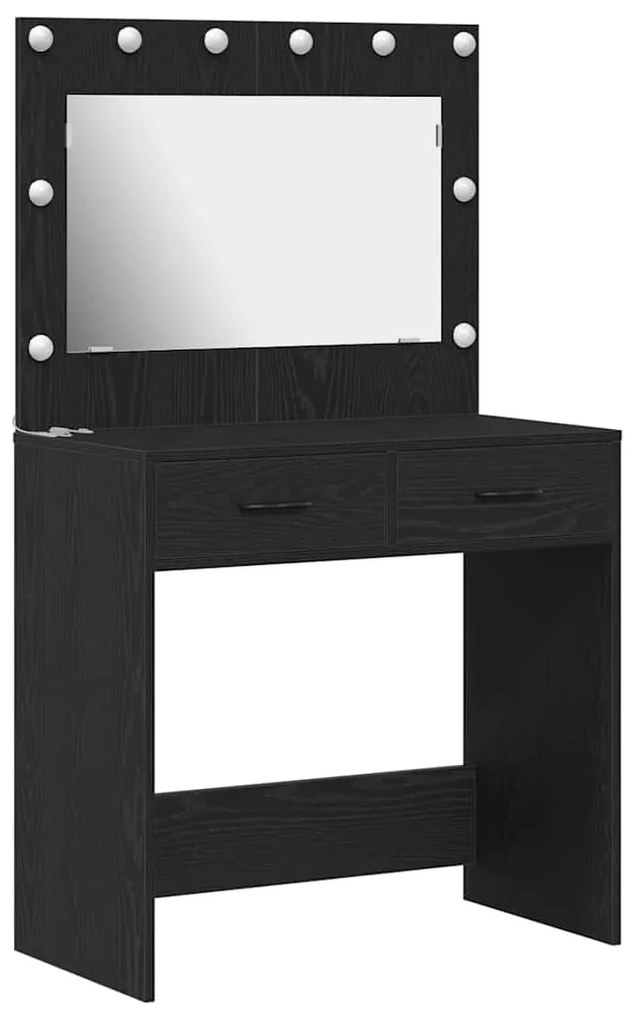 vidaXL Κομοδίνο Μαύρη δρυς 78.5 x 41 x 135 εκ Επεξεργασμένο ξύλο