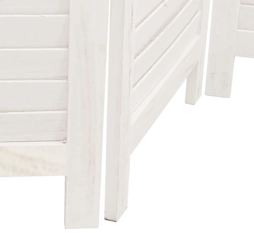 vidaXL Διαχωριστικό Χώρου με 4 Πάνελ Λευκό από Μασίφ Ξύλο Παυλώνιας