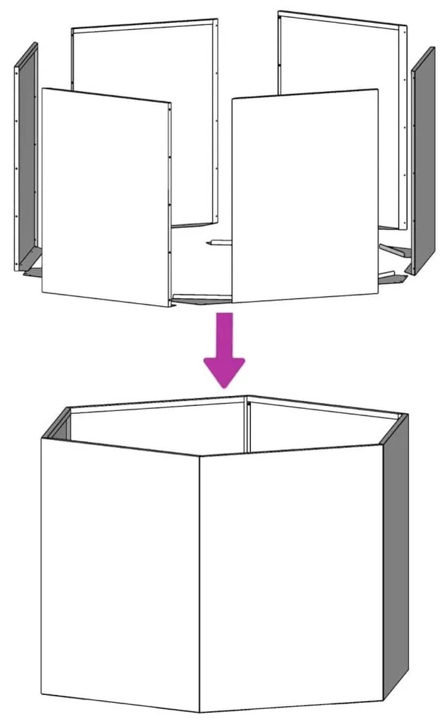 Ζαρντινιέρα Κήπου Εξάγωνη 138x120x45 εκ. Γαλβανισμένο Χάλυβα - Ασήμι