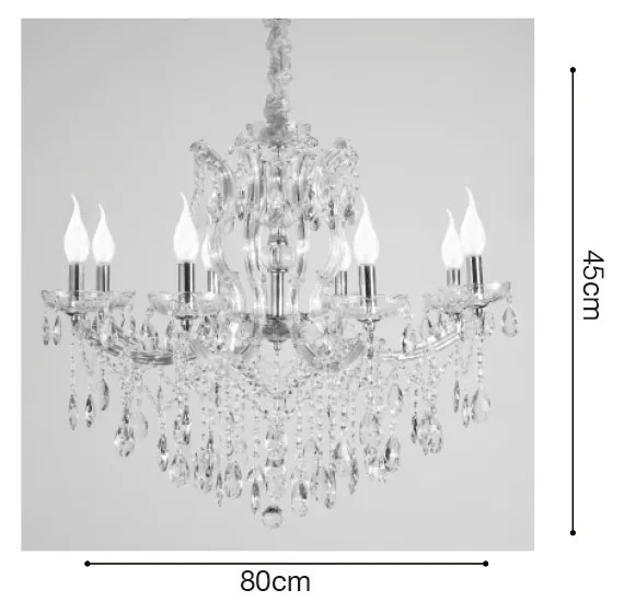 Κρεμαστό φωτιστικό από οξυντέ μέταλλο γυαλί και κρύσταλλα 8XE14 D:80cm (5244-8-Οξυντέ)