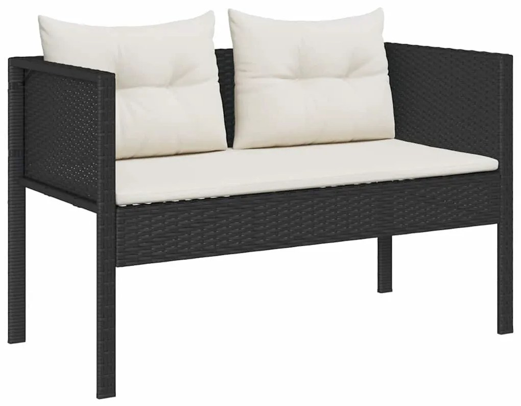 vidaXL Σετ Καναπέ Κήπου 6 pcs Μαύρο, κρέμα συνθετικό ρατάν