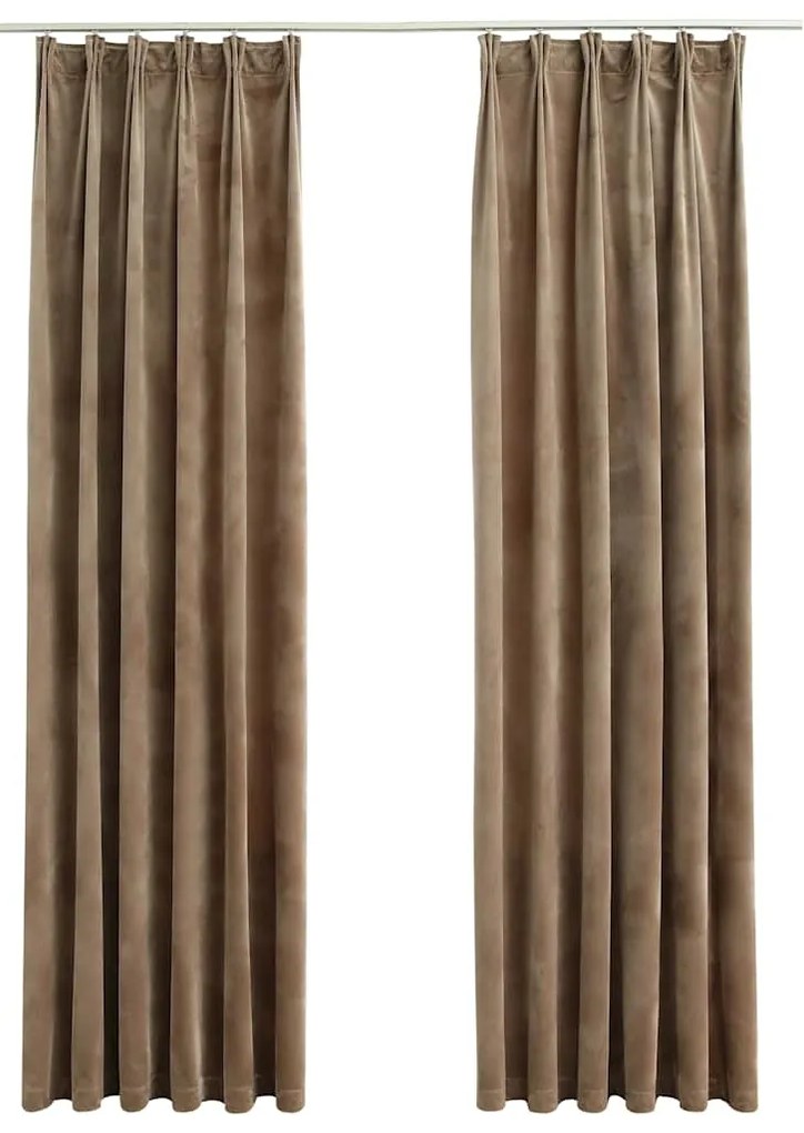 vidaXL Κουρτίνες Συσκότισης με Γάντζους 2 τεμ. Μπεζ 140x245 εκ Βελούδο