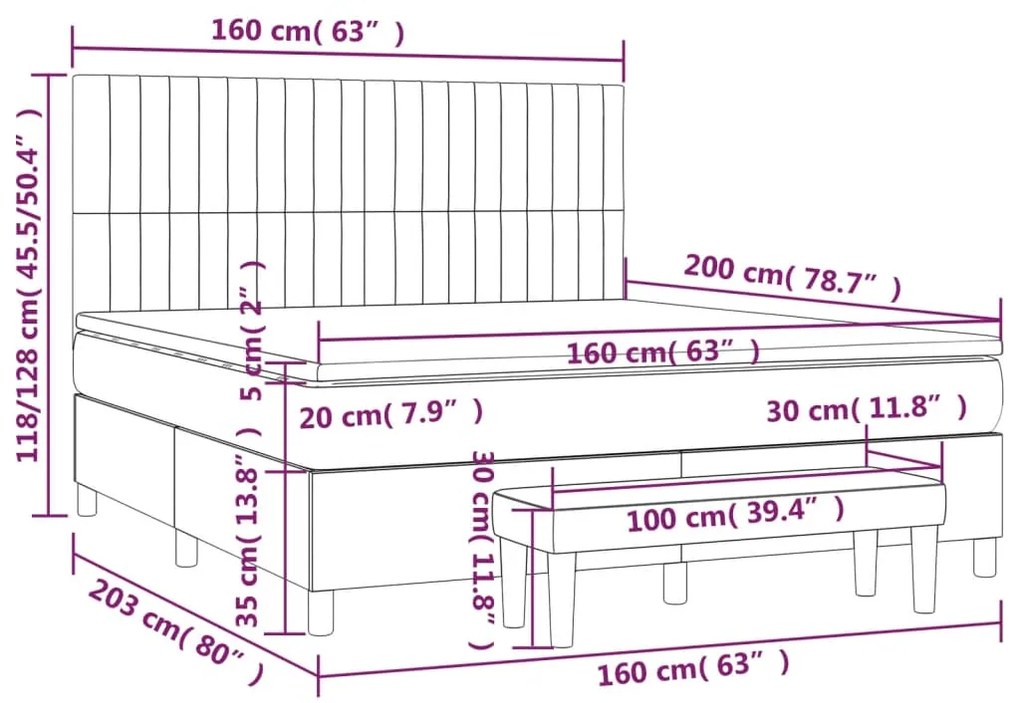 ΚΡΕΒΑΤΙ BOXSPRING ΜΕ ΣΤΡΩΜΑ ΚΡΕΜ 160X200 ΕΚ. ΥΦΑΣΜΑΤΙΝΟ 3137330