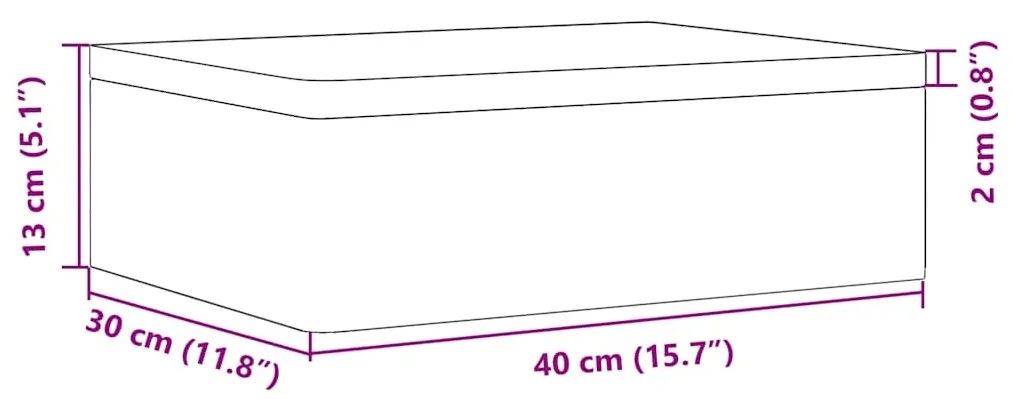 Ξύλινο κουτί με καπάκι 40x30x13 cm από μασίφ ξύλο πεύκο - Καφέ