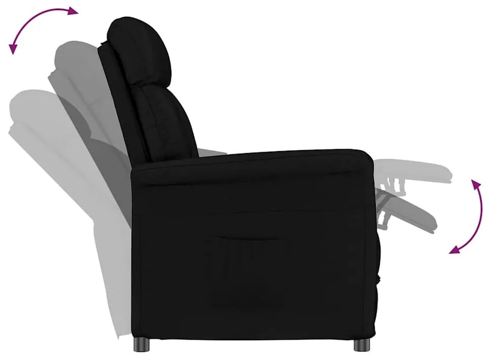 vidaXL Καρέκλα Ανακλίνετο Μαύρη Μαύρο 70.5 x 96.5 x 95 cm