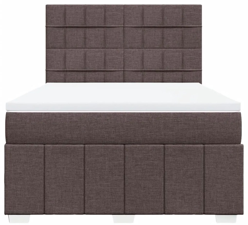 Κρεβάτι Boxspring με Στρώμα Σκούρο Καφέ 140x190 εκ. Υφασμάτινο - Καφέ