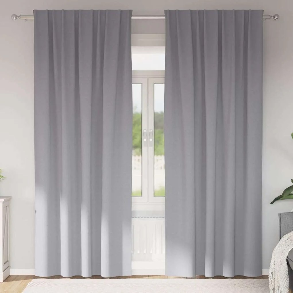 vidaXL Κουρτίνες 2 pcs Ανοιχτό γκρι 245 x 140 εκ. Πολυεστέρας