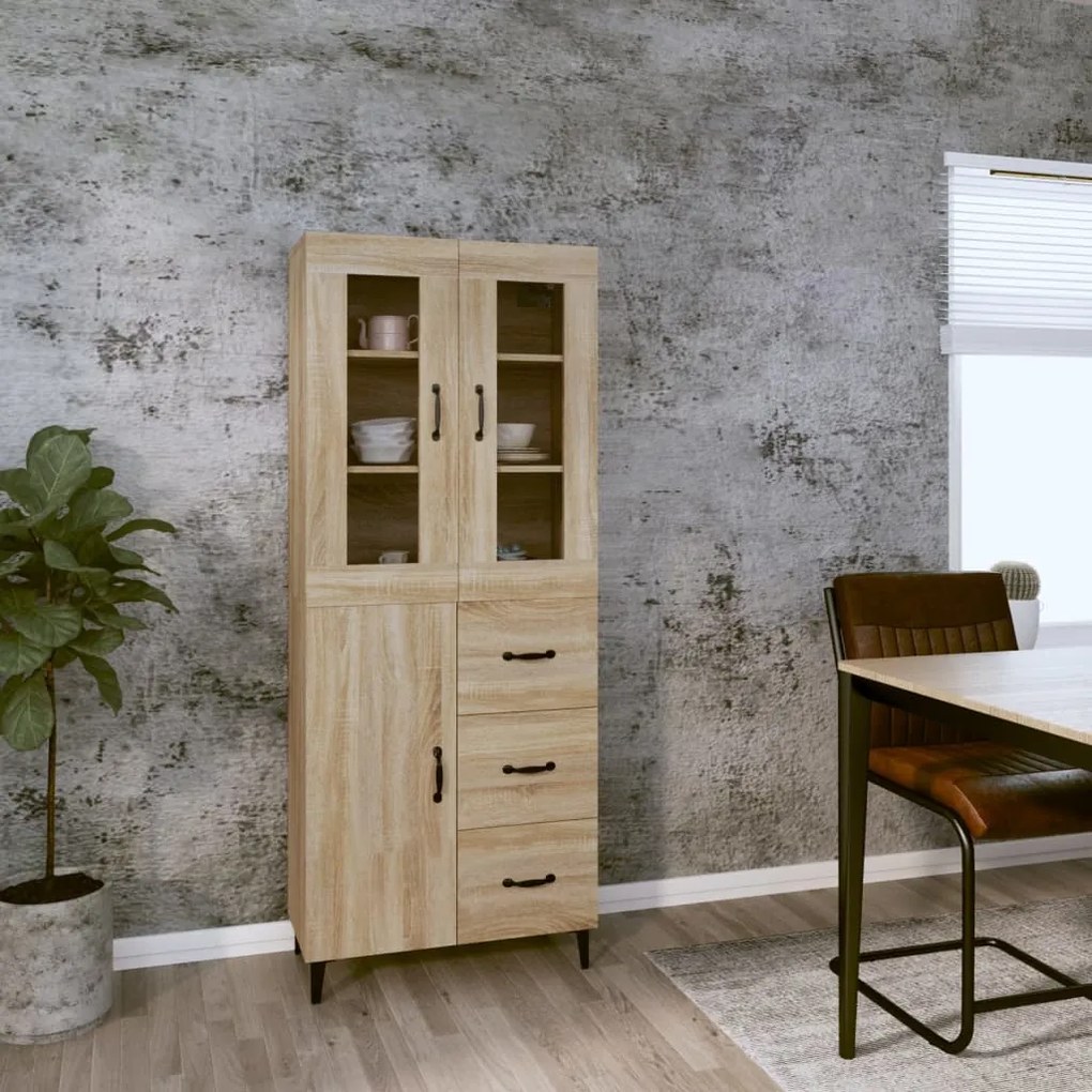 vidaXL Ντουλάπι Sonoma δρυς 69,5 x 34 x 180 εκ. από Επεξεργασμένο Ξύλο