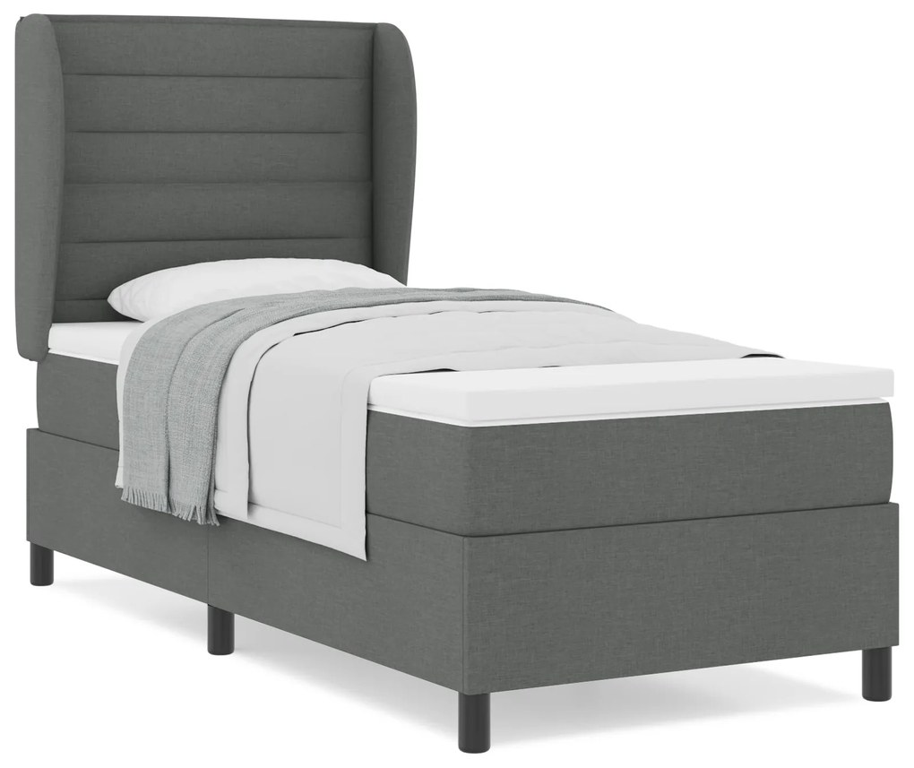 vidaXL κρεβάτι box spring με στρώμα σκούρο γκρι 80x200 εκ. ύφασμα