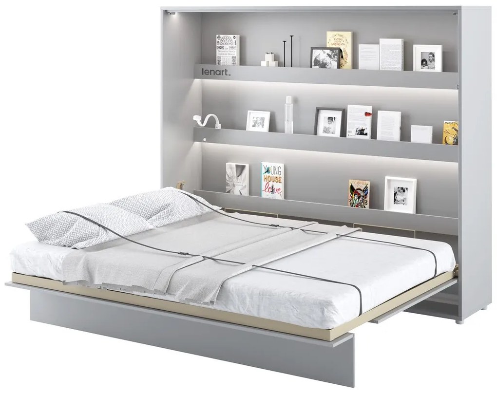 Σετ επίπλων Concept Pro Lenart AH143, Γκρι, Πλαστικοποιημένη μοριοσανίδα, Τάβλες για Κρεβάτι, 160x200, Ενιαίος, Με κρεβάτι, Με πρόσθετο εξοπλισμό
