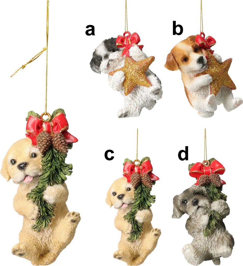 Χριστουγεννιάτικο Στολίδι Σκυλάκι Πολυρεζίν 8.5cm σε 4 σχέδια 688277 (d)