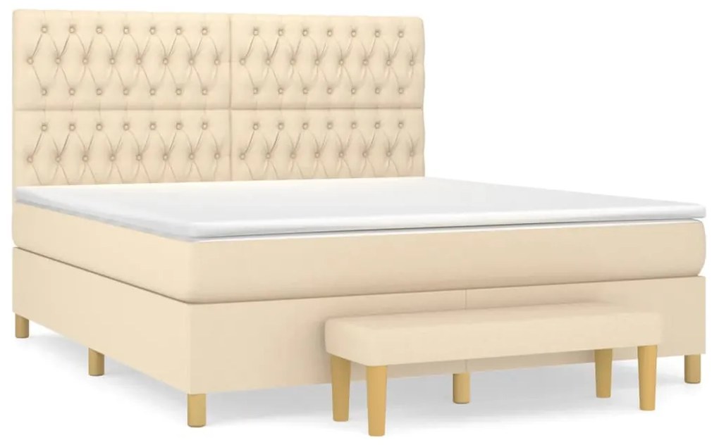 ΚΡΕΒΑΤΙ BOXSPRING ΜΕ ΣΤΡΩΜΑ ΚΡΕΜ 180X200 ΕΚ. ΥΦΑΣΜΑΤΙΝΟ 3137418