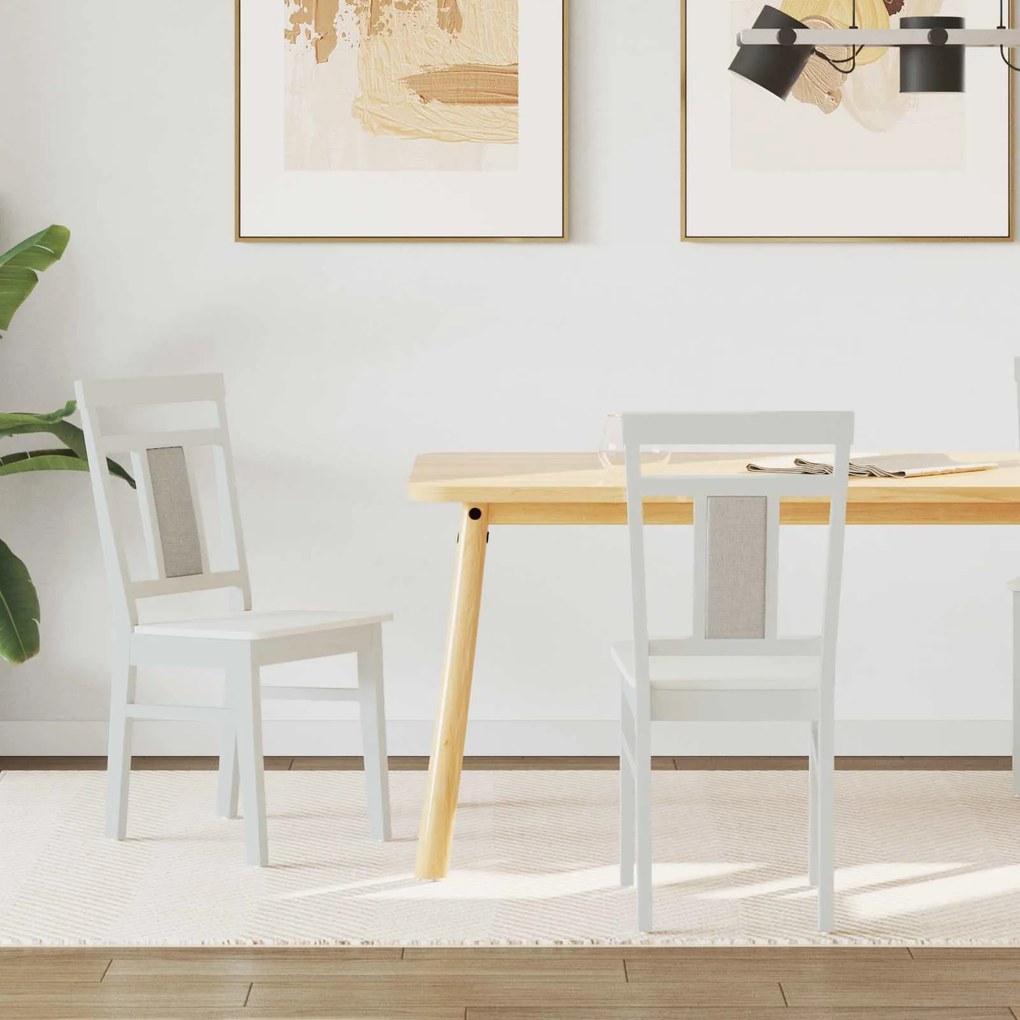 vidaXL Καρέκλα τραπεζαρίας 2 pcs Λευκό Στερεό Ξύλο Ραβέντι