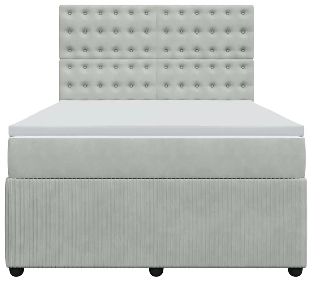 vidaXL Κρεβάτι Boxspring με Στρώμα Ανοιχτό Γκρι 140x200 εκ. Βελούδινο