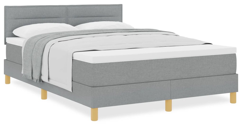 vidaXL Κρεβάτι με Στρώμα Ανοιχτό Γκρι 140x200 cm Ύφασμα