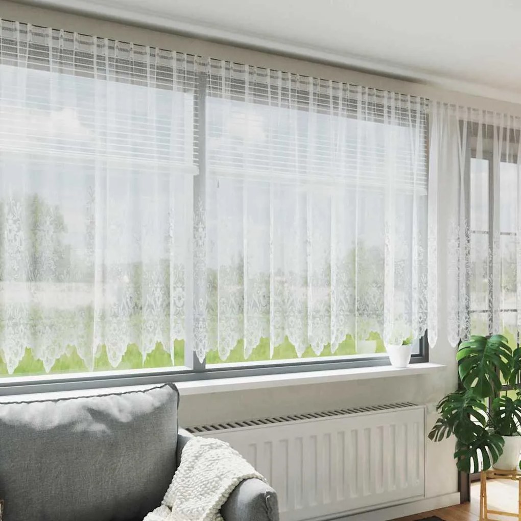 vidaXL Κουρτίνες με κουρτίνες Λευκό 400 x 180 εκ Πολυεστέρας