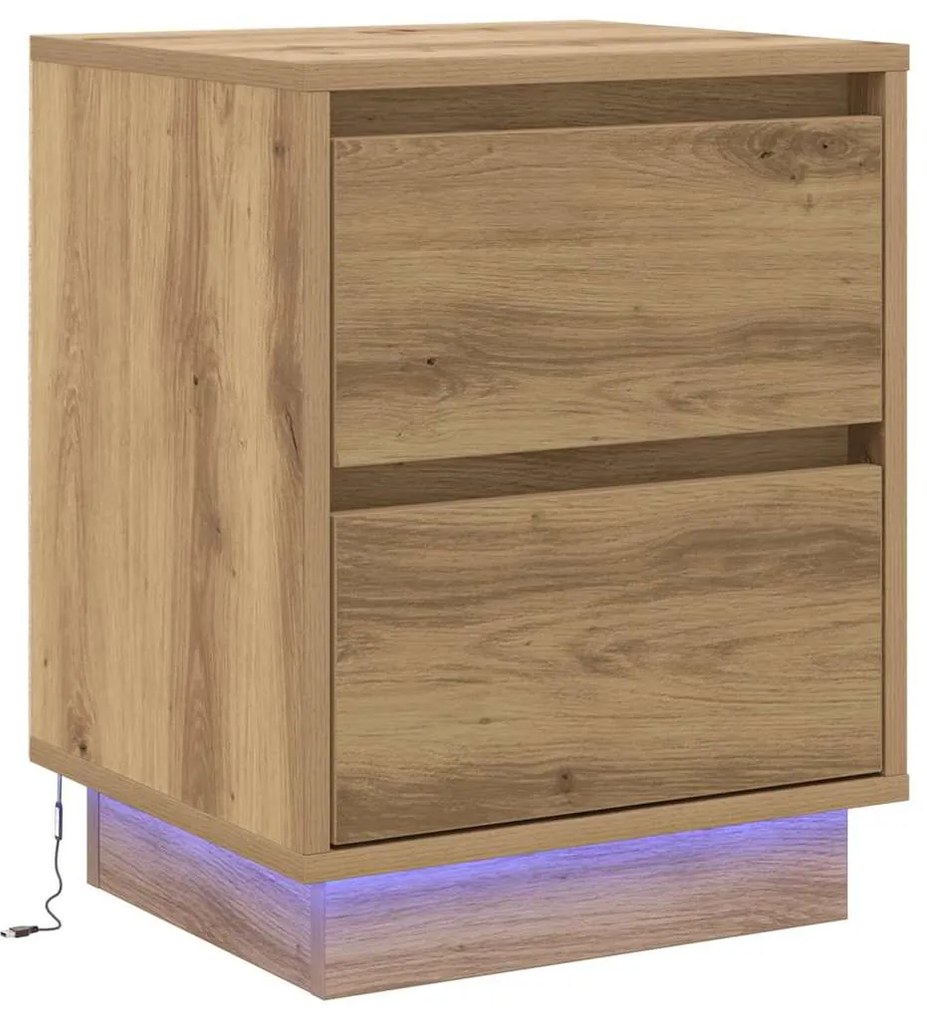 vidaXL Κομοδίνο με συρτάρι με 2 pcs artisan δρυς 39 x 34.5 x 50 εκ.