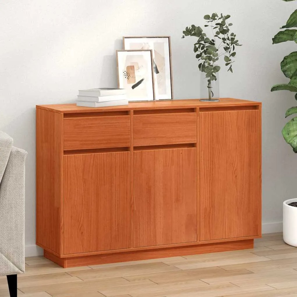 vidaXL Πλαϊνό γραφείο Καφέ κεριού 110 x 34 x 75 εκ Μασίφ ξύλο πεύκου