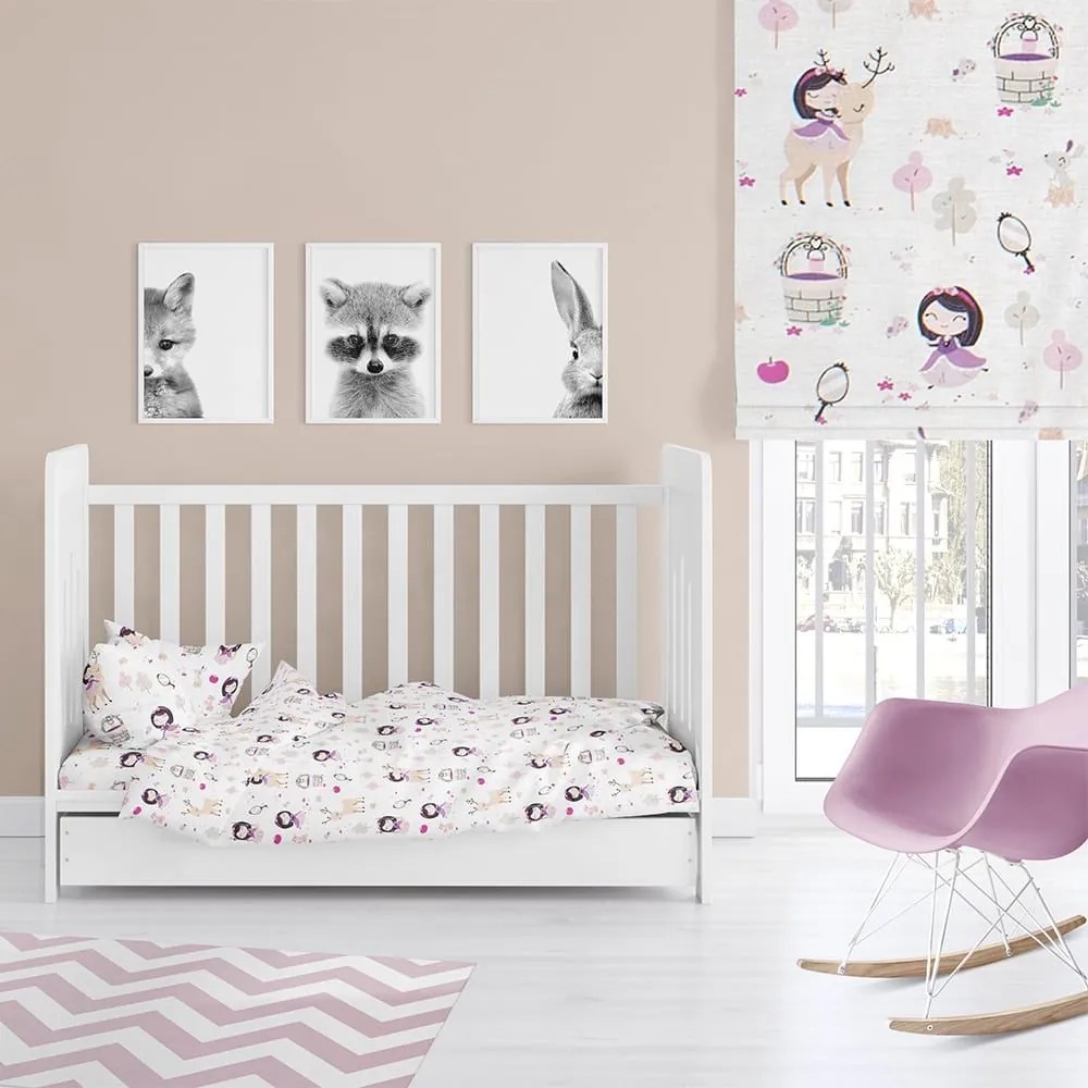 Σεντόνι Βρεφικό Lily &amp; Deer 179 Με Λάστιχο White-Pink DimCol Κούνιας 70x155cm 100% Βαμβάκι