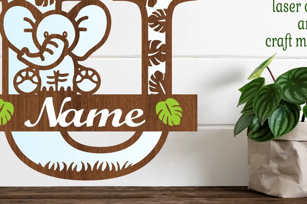 Intra απο ξύλο plywood  Χρώμα wenge 3mm-4mm πάχος - Μονόγραμμα με κεφαλαίο ελέφαντα U Δίασταση 30x20 cm INTRAFABR-90732568