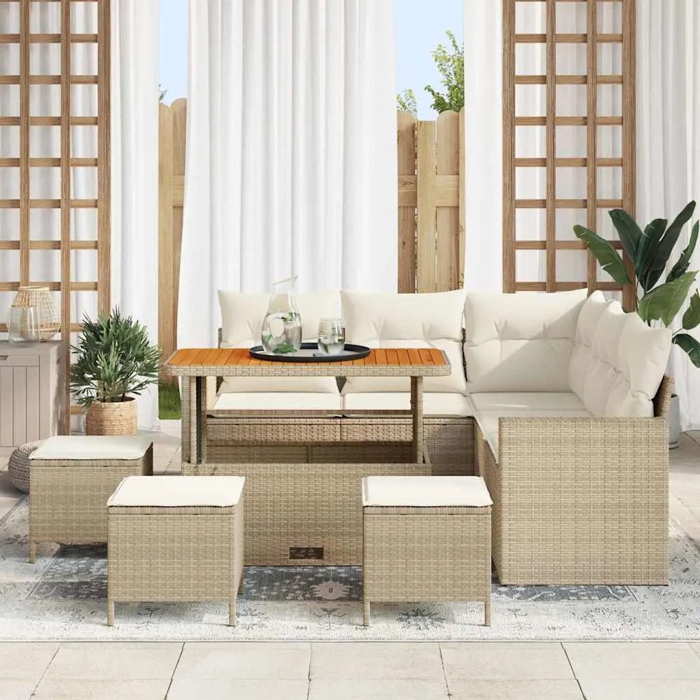 vidaXL Σετ Καναπέ Κήπου 9 pcs μπεζ και κρεμ 110 x 55 x 71 εκ