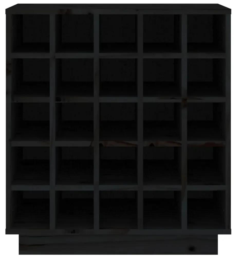vidaXL Κάβα Κρασιών Μαύρη 55,5 x 34 x 61 εκ. από Μασίφ Ξύλο Πεύκου