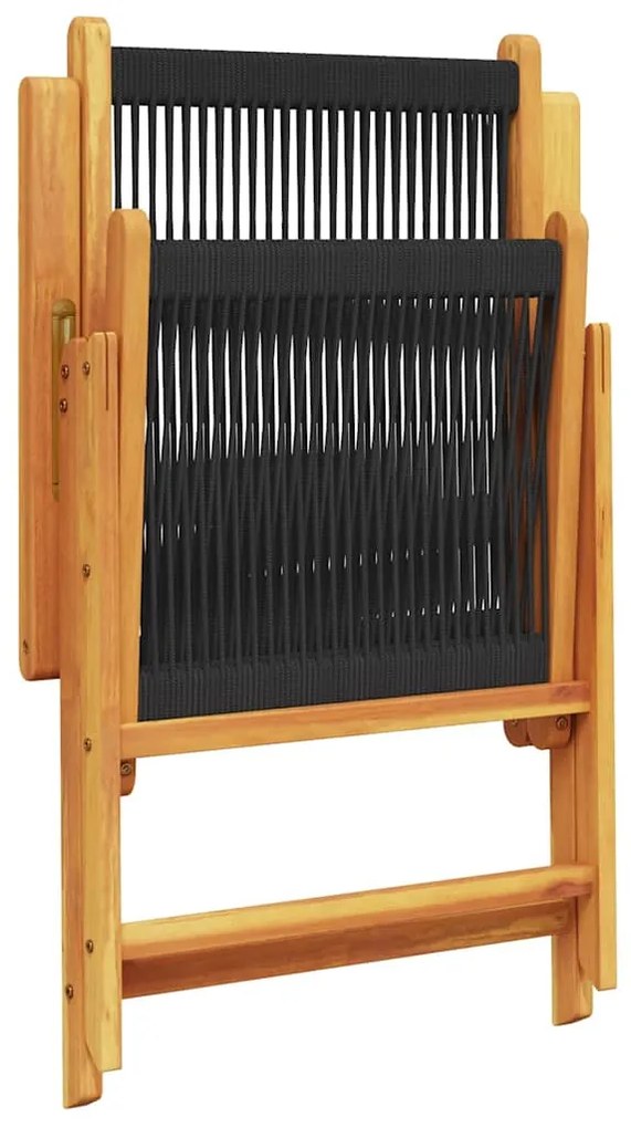 vidaXL Σετ Τραπεζαρίας Κήπου 7 τεμ. Μαύρο Πολυπροπυλένιο/Μασίφ Ξύλο