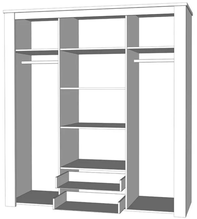 Ντουλάπα Kent 4K2F2O Γκρί Δρύς - Λευκός Δρύς 199x56x207 εκ. 199x56x207 εκ.